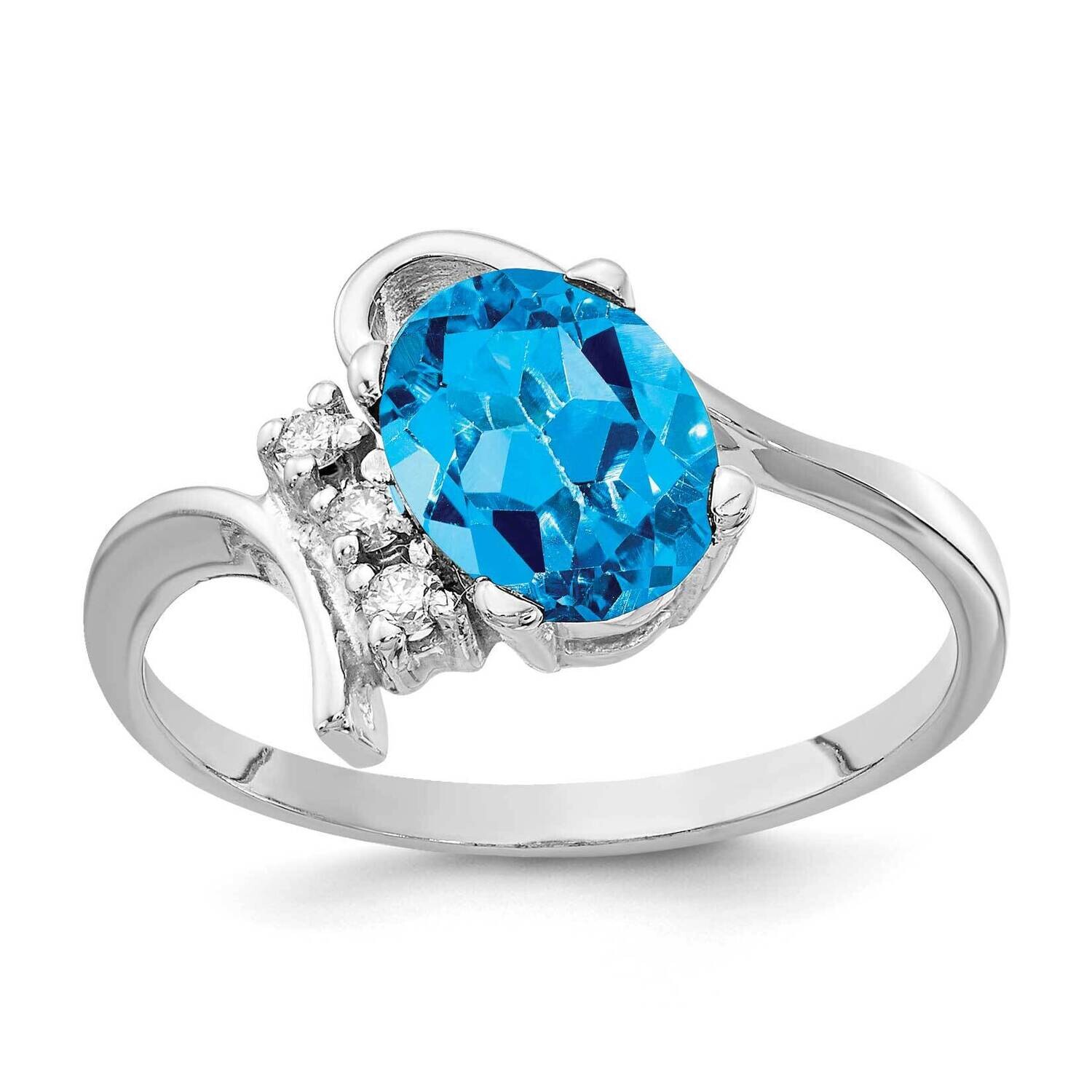 Blue Topaz Diamond Ring 14k white Gold 8x6mm Oval Y2217BT/A