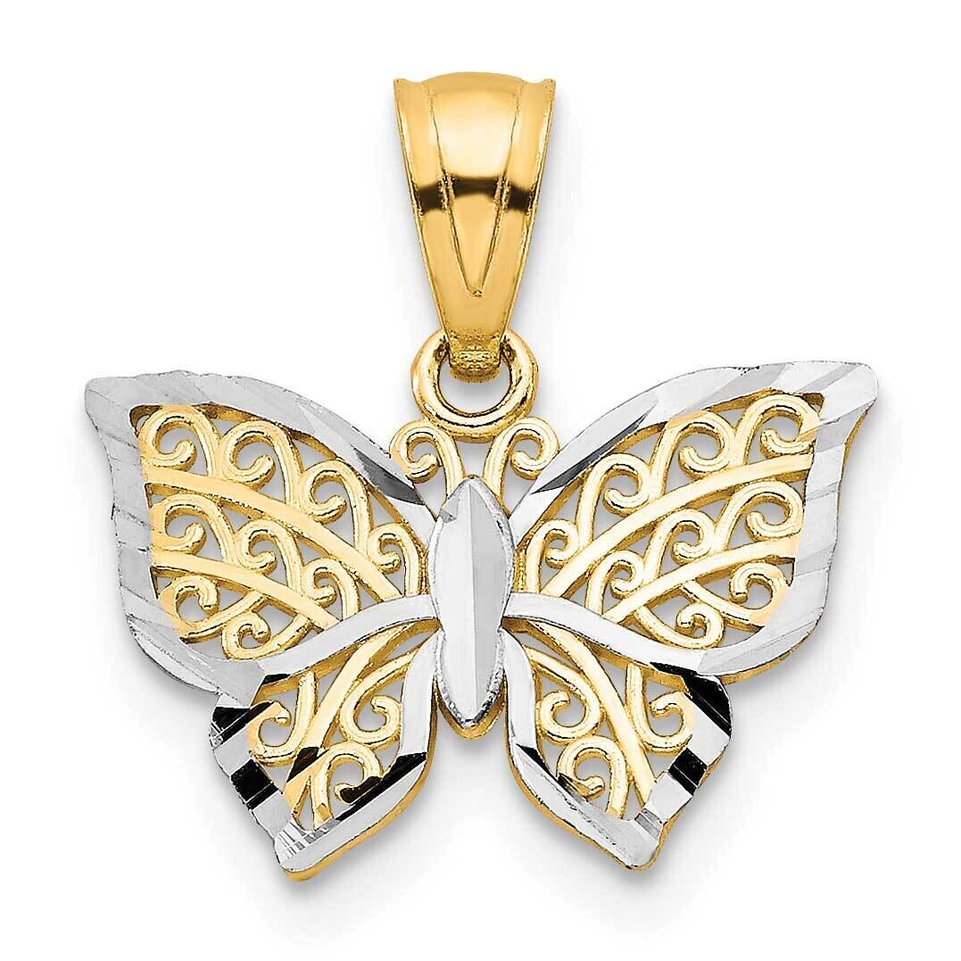 Butterfly Charm 10K Gold & Rhodium 10C1001
