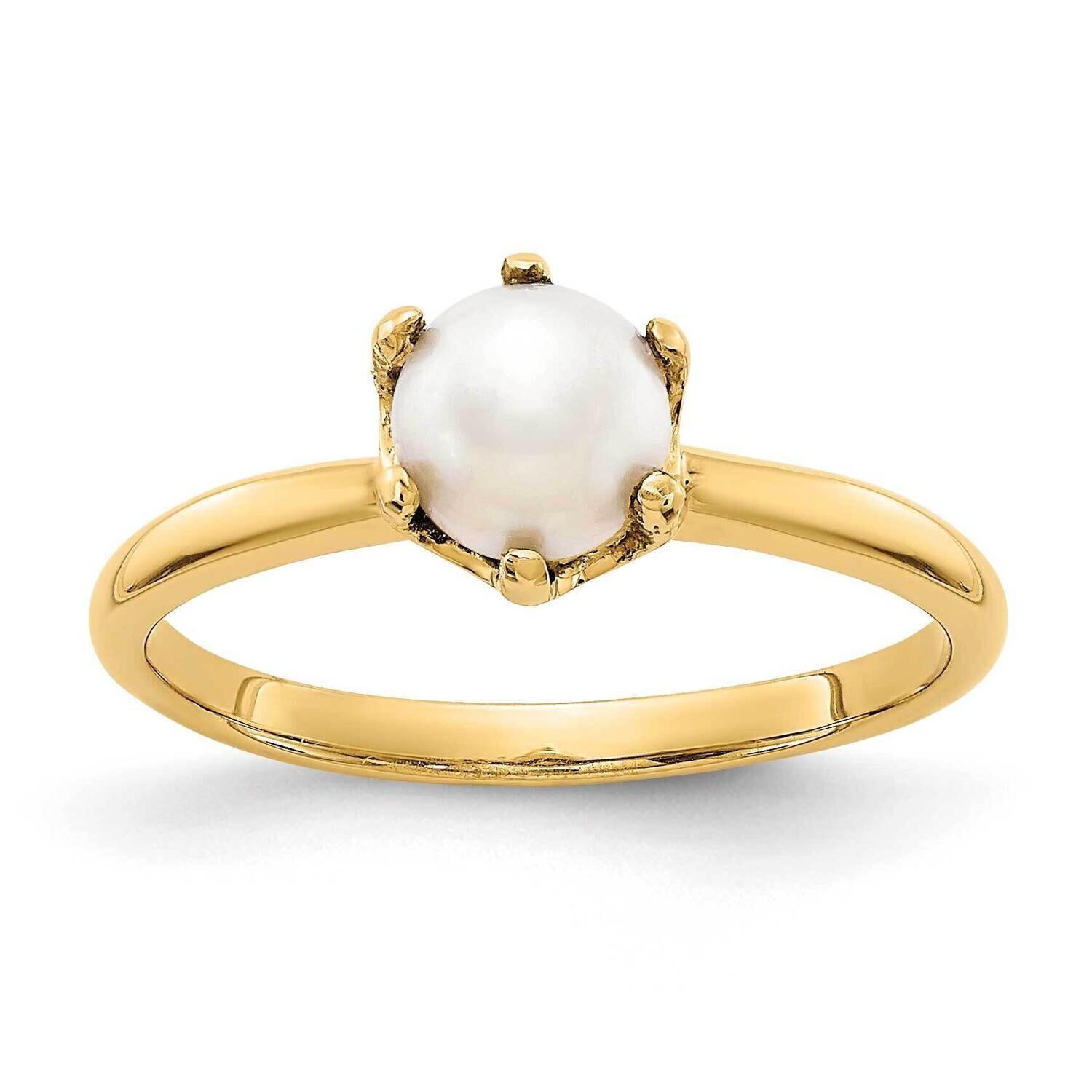 5.5mm Cultured Pearl ring 14k Gold Y4352PL