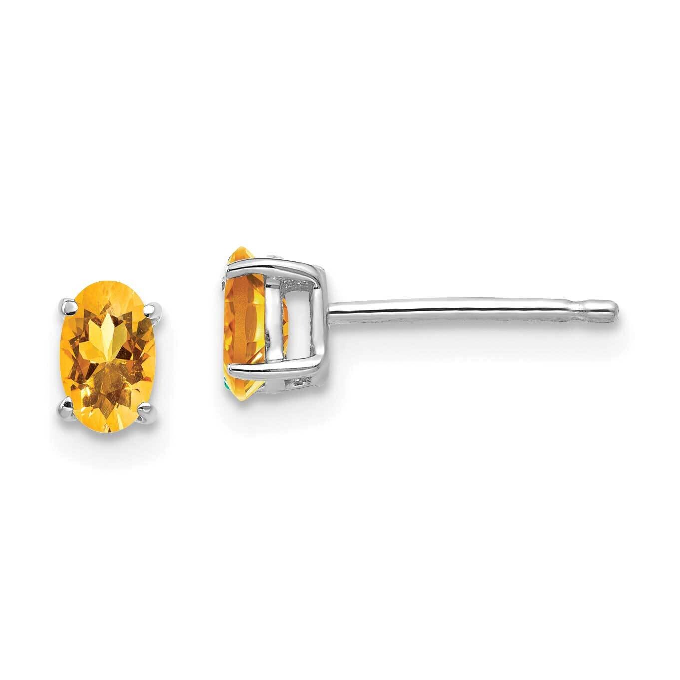 5x3mm Oval Citrine Earrings 14k White Gold XE85WCI, MPN: XE85WCI, 883957105604