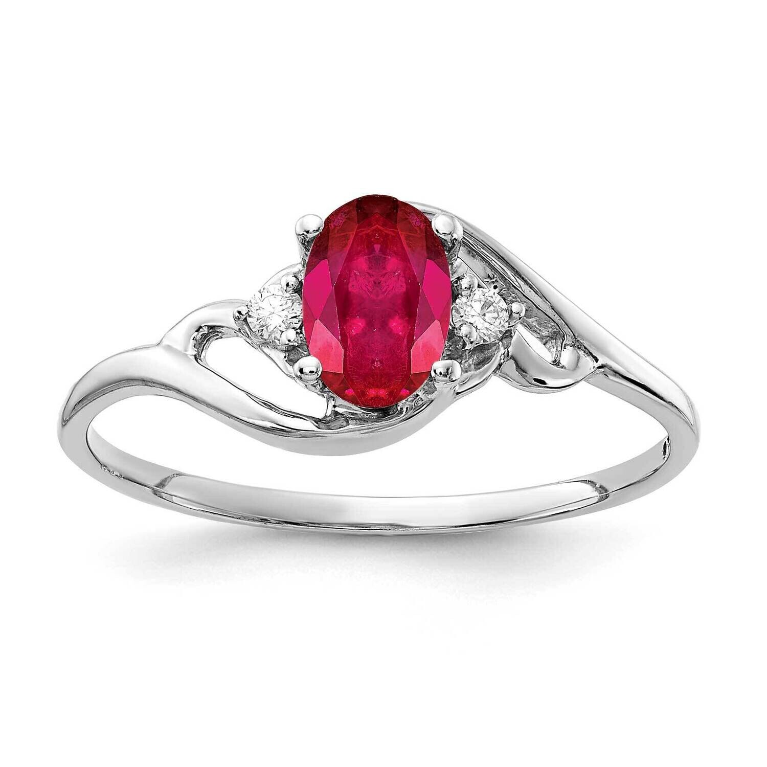 Ruby Diamond Ring 14k white Gold 6x4mm Oval Y2149R/A