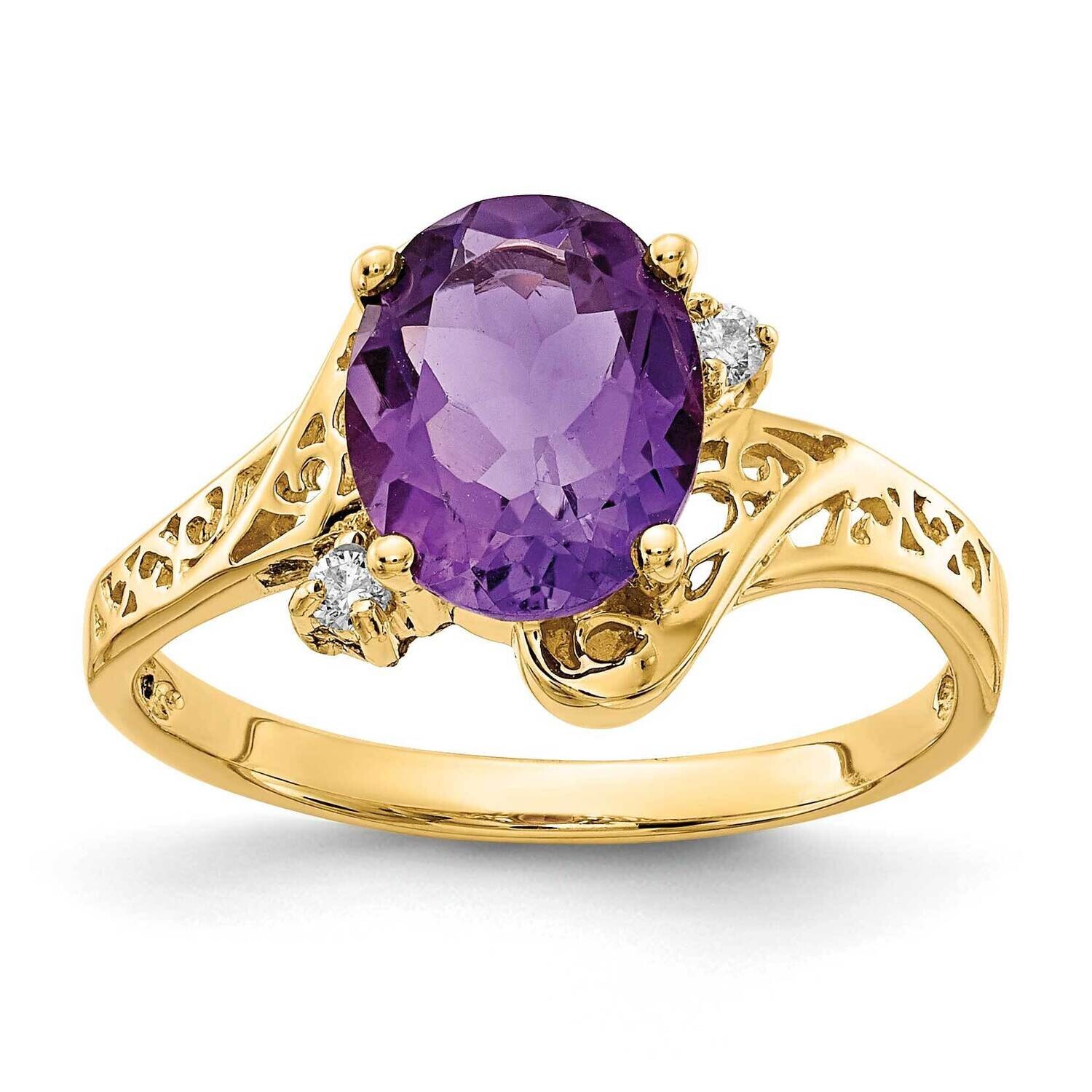 9x7mm Oval Amethyst Diamond Ring 14k Gold X6107AM/A, MPN: X6107AM/A, 883957534596
