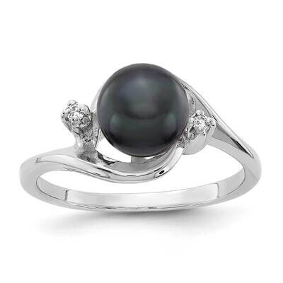 7mm Black Fresh Water Cultured Pearl Diamond Ring 14k white Gold Y1850BP/A, MPN: Y1850BP/A, 8839570…