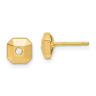 Faceted CZ Post Earrings 14k Gold Polished YE238
