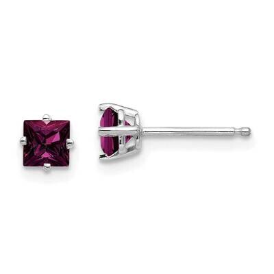 4mm Princess Cut Rhodolite Garnet Earrings 14k White Gold XE60WRG, MPN: XE60WRG, 883957093925