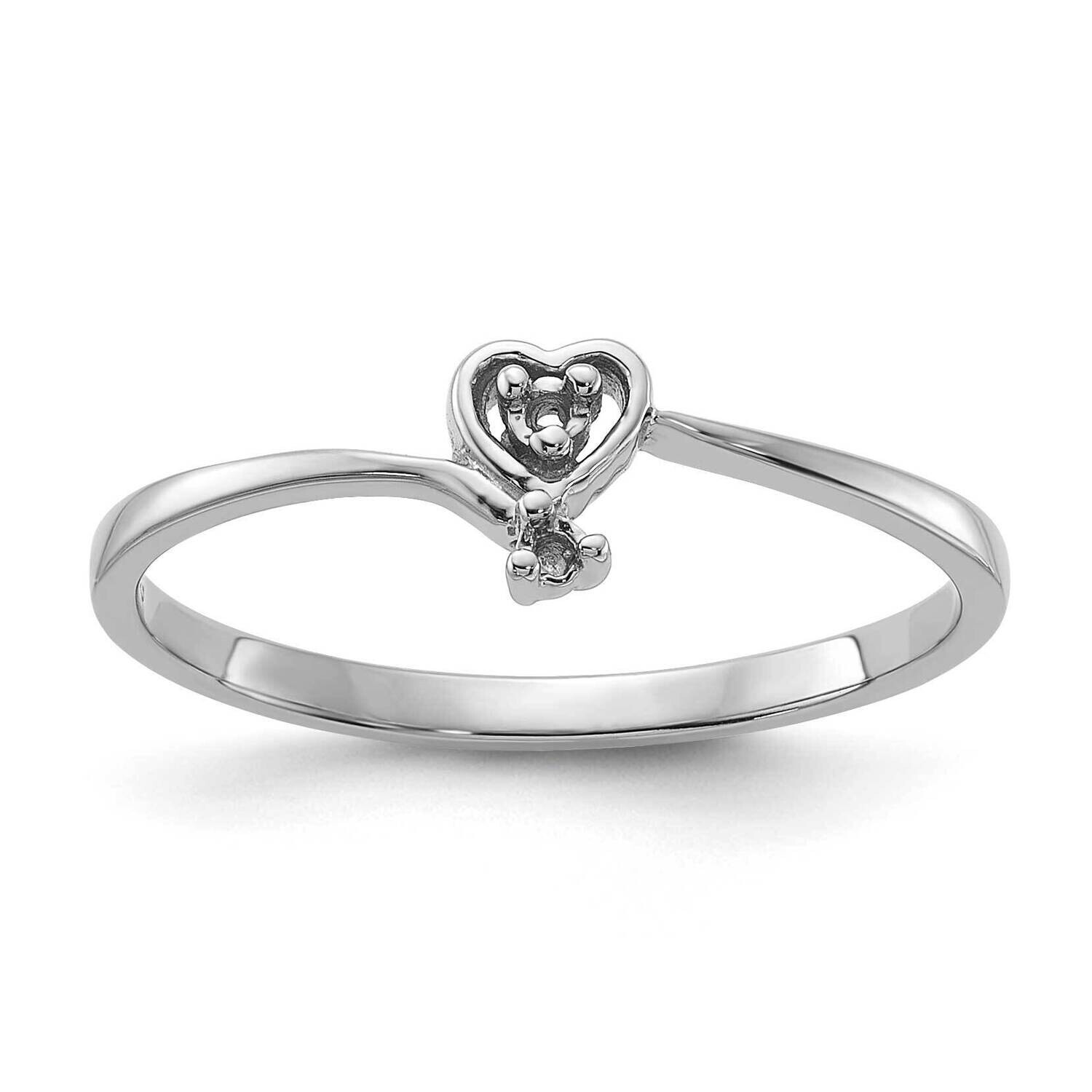 Polished .03ct. Diamond Heart Ring Mounting 14k White Gold Y1772, MPN: Y1772,