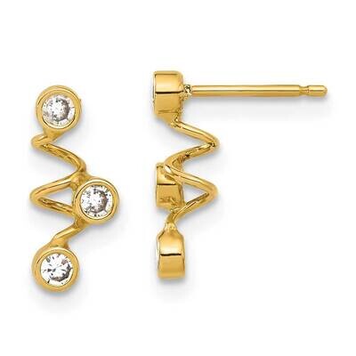 CZ Spiral Earrings 14k Gold XY851