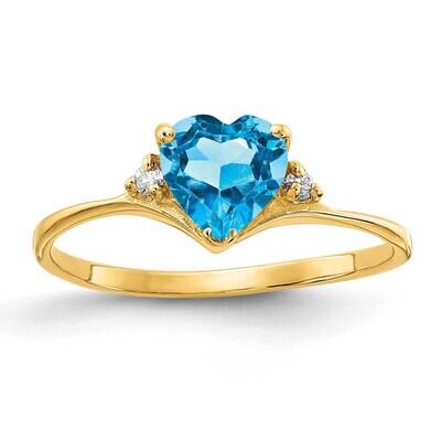 6mm Heart Blue Topaz Diamond Ring 14k Gold Y2185BT_AA, MPN: Y2185BT_AA, 883957651064