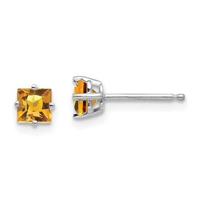 4mm Princess Cut Citrine Earrings 14k White Gold XE60WCI, MPN: XE60WCI, 883957093864