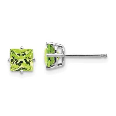 5mm Princess Cut Peridot Earrings 14k White Gold XE61WPE, MPN: XE61WPE, 883957094182