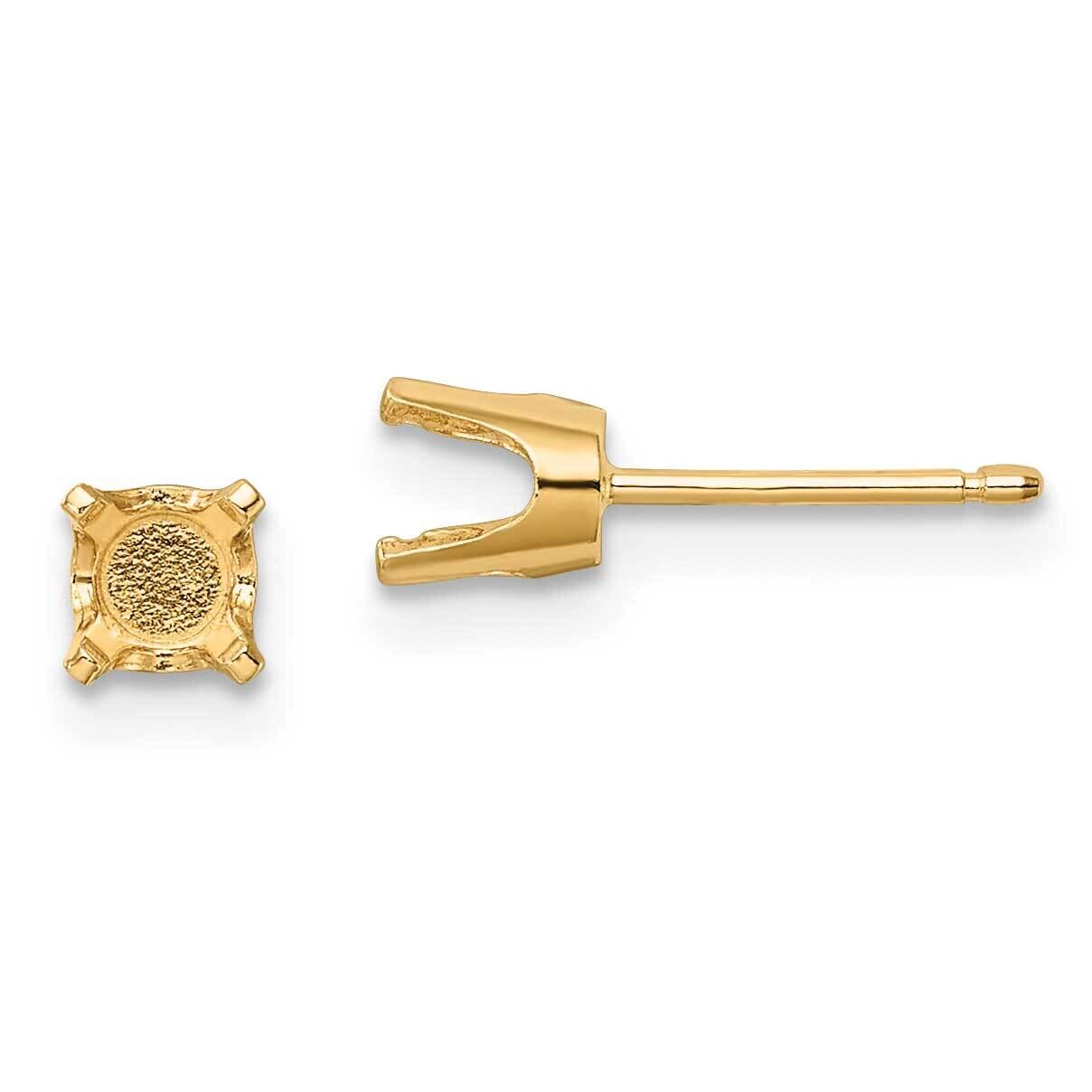 4.5mm Round Stud Earring Mounting with backs 14k Gold XD9, MPN: XD9,