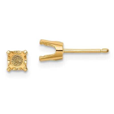4.5mm Round Stud Earring Mounting with backs 14k Gold XD9, MPN: XD9,