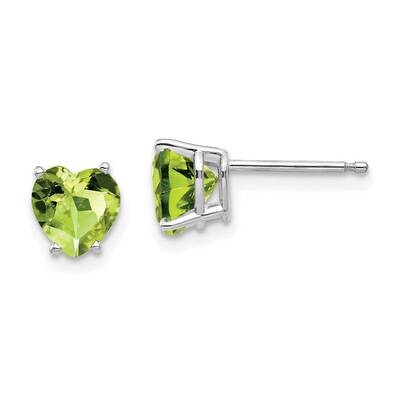 6mm Heart Peridot Earrings 14k White Gold XE98WPE, MPN: XE98WPE, 883957110912