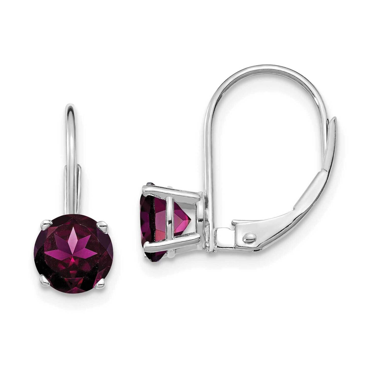 6mm Rhodolite Garnet Leverback Earrings 14k White Gold XLB112WRG, MPN: XLB112WRG, 883957226835