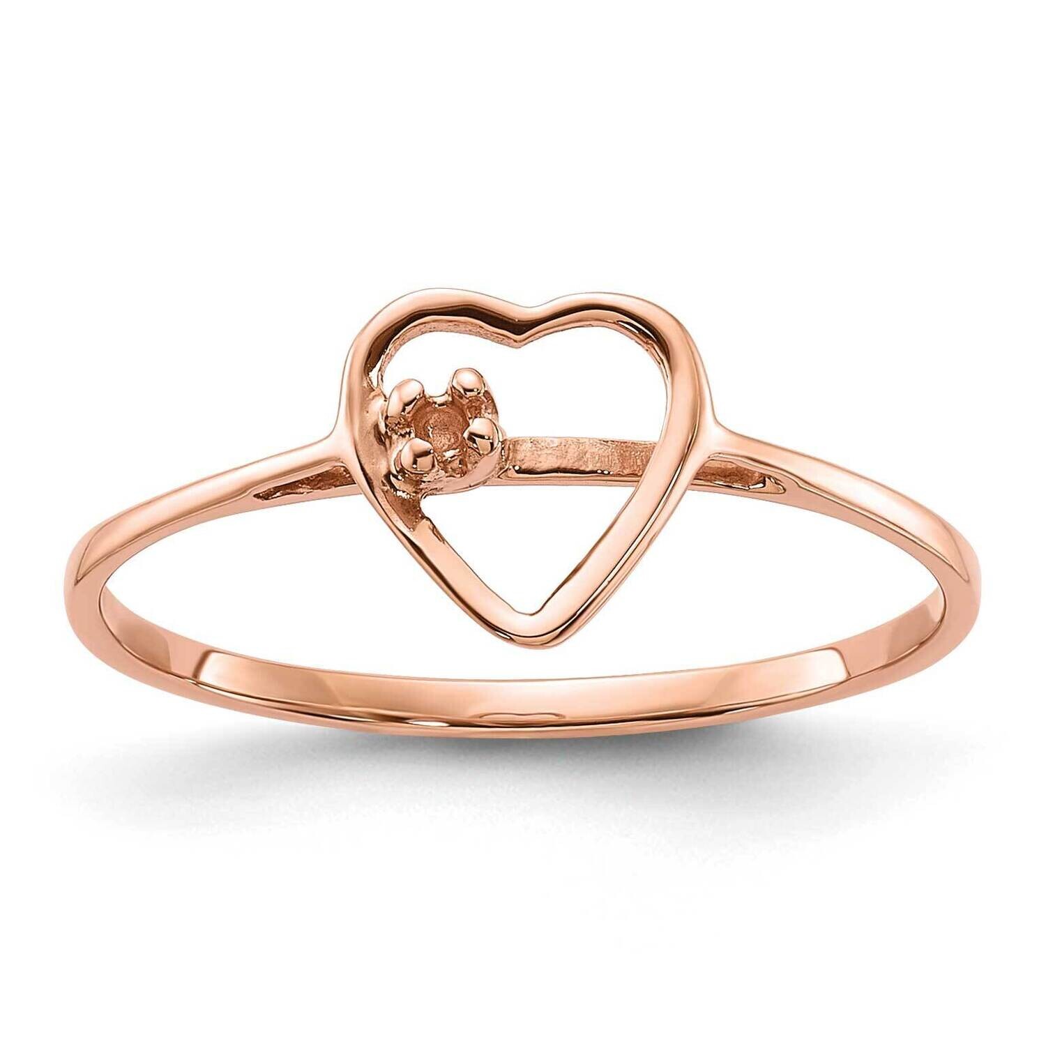 Polished .02ct. Diamond Heart Ring Mounting 14k Rose Gold Y1779, MPN: Y1779,