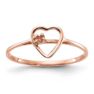 Polished .02ct. Diamond Heart Ring Mounting 14k Rose Gold Y1779, MPN: Y1779,