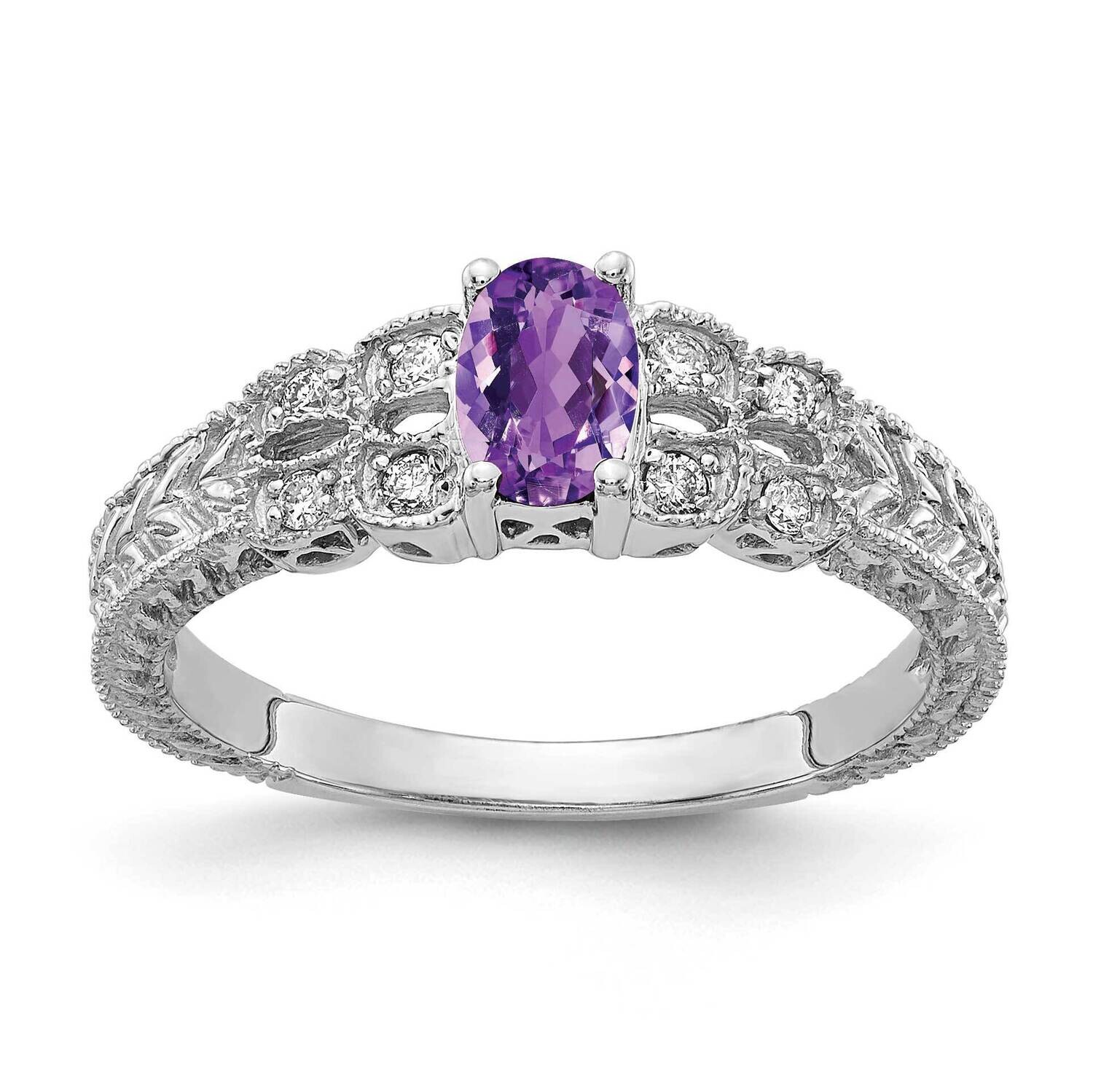 Amethyst Diamond Ring 14k white Gold 6x4mm Oval Y2065AM/A, MPN: Y2065AM/A, 883957682563