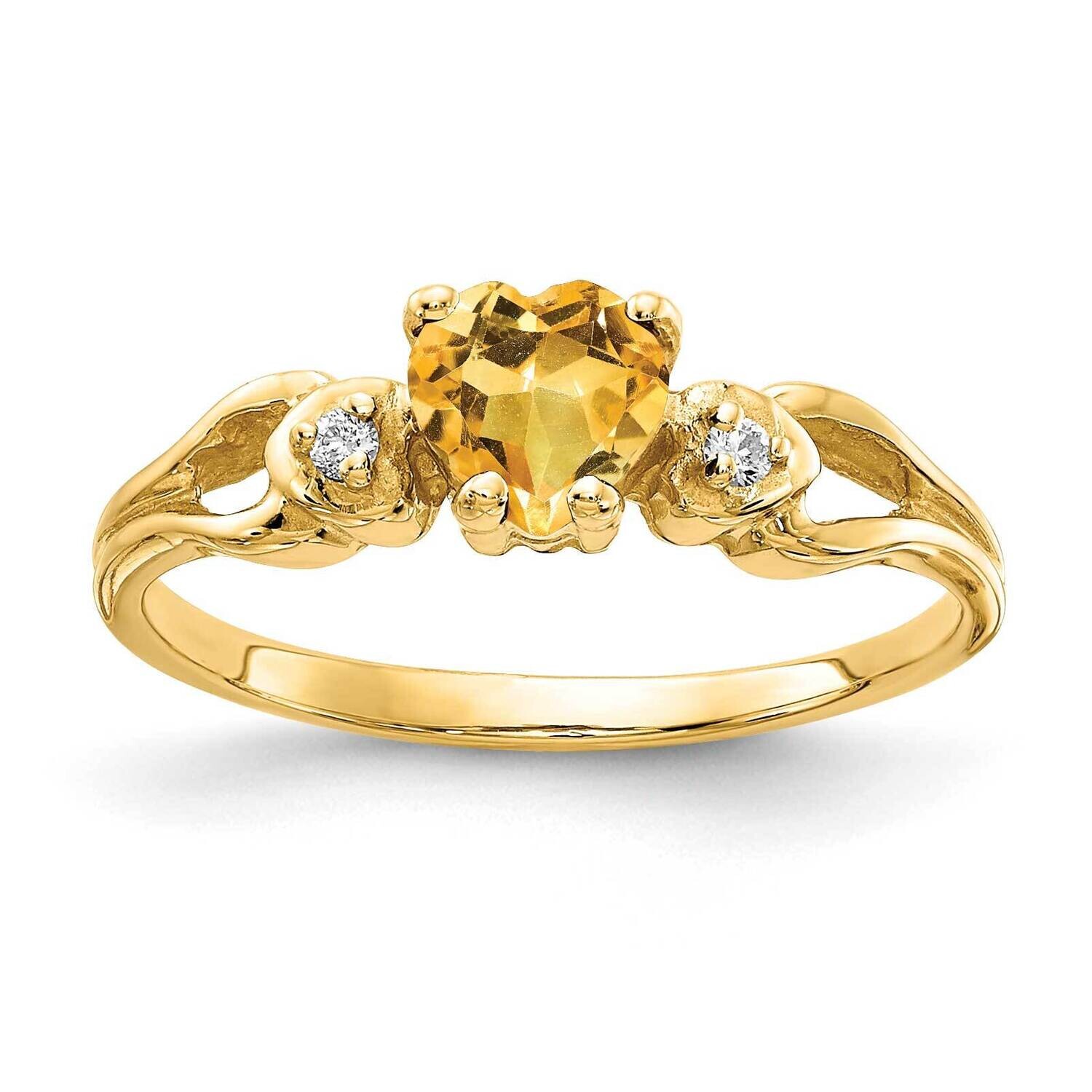 5Mm Heart Citrine Diamond Ring 14k Gold Y2186CI/A, MPN: Y2186CI_AA, 883957648767