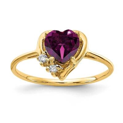 6mm Heart Rhodolite Garnet Diamond Ring 14k Gold Y2233RG/A, MPN: Y2233RG/A, 883957538341