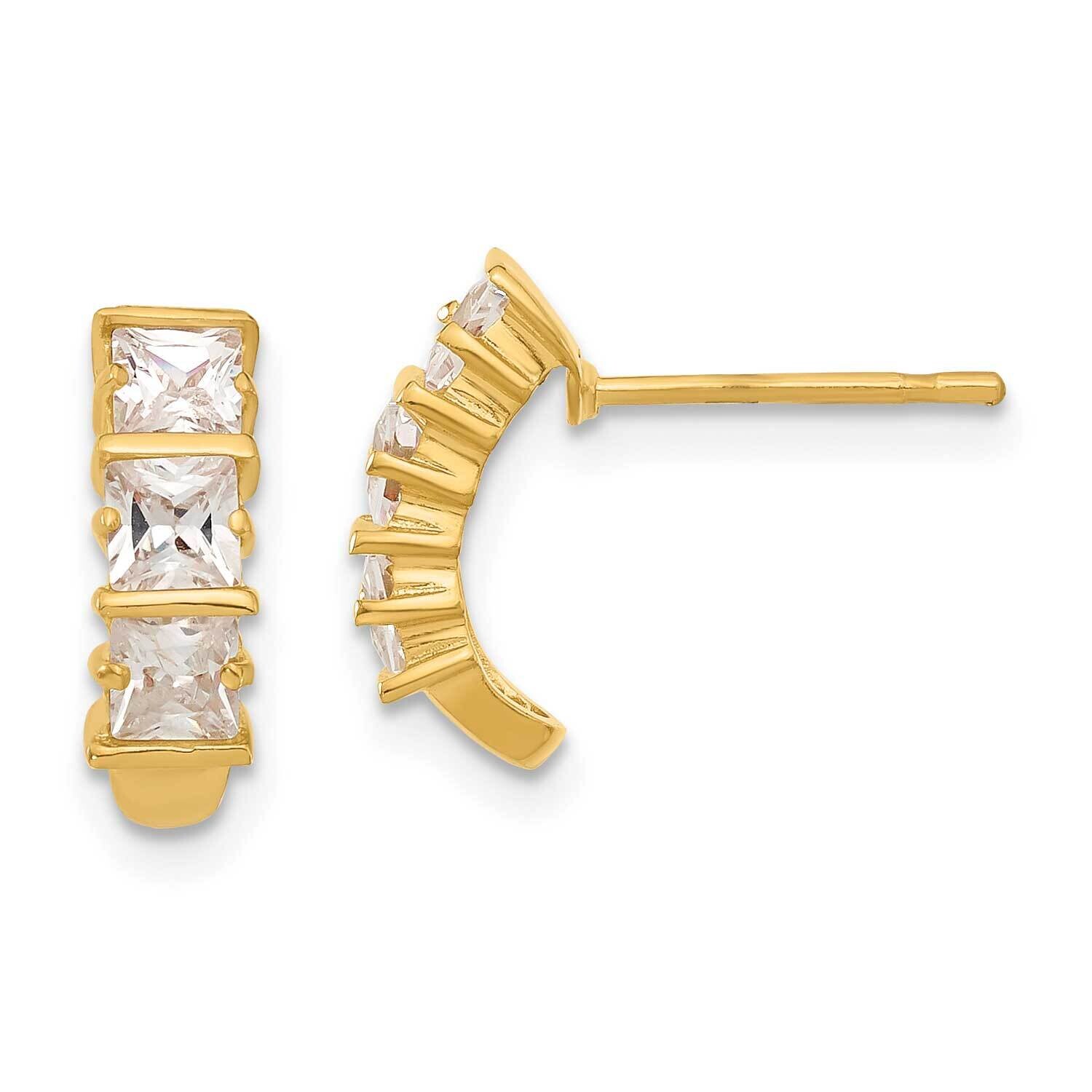 Kelly Waters Three Stone Square Diamond Earrings Gold-plated KW233, MPN: KW233, 883957766140