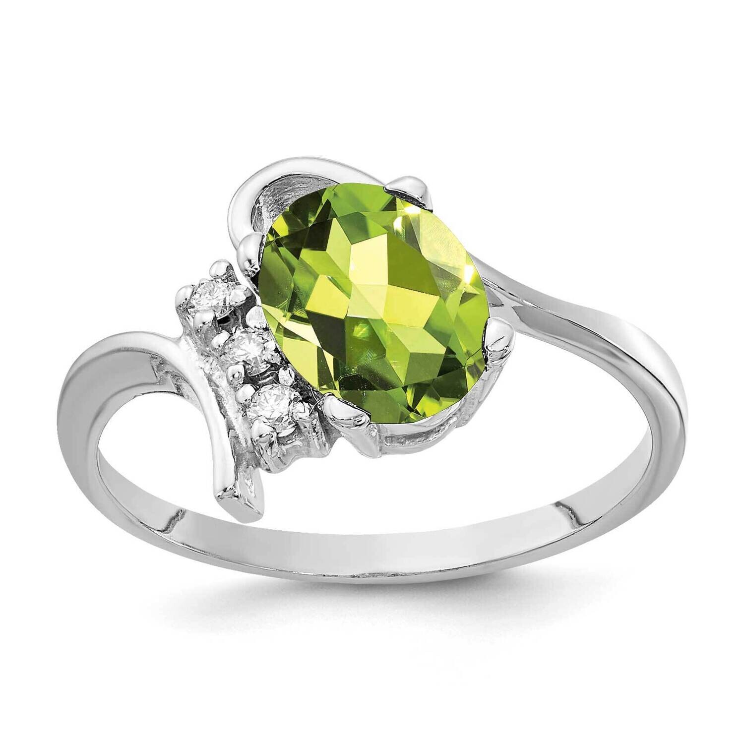 8x6mm Oval Peridot Diamond Ring 14k White Gold Y2217PE_AA, MPN: Y2217PE_AA, 883957558714