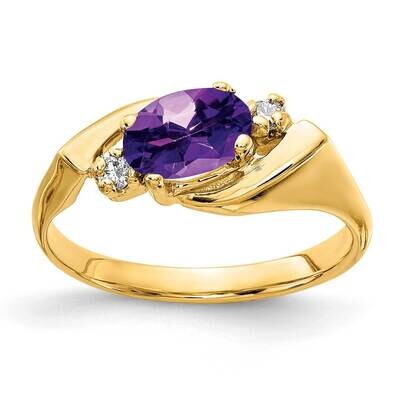 7x5mm Oval Amethyst Checker Diamond Ring 14k Gold Y2260AM_AA, MPN: Y2260AM_AA, 883957609836