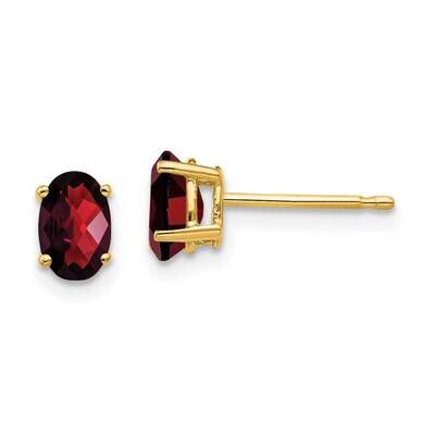 6x4mm Oval Garnet Checker Earrings 14k Gold XE86GC, MPN: XE86GC, 883957106472