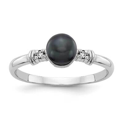 5mm Black Fresh Water Cultured Pearl Diamond Ring 14k white Gold Y1860BP/A, MPN: Y1860BP/A, 8839570…