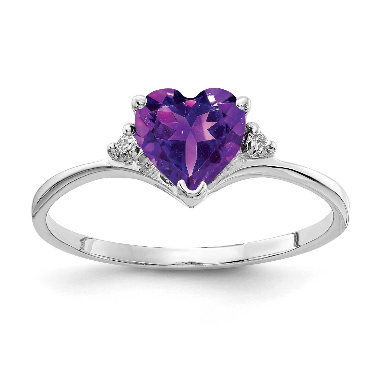 6mm Heart Amethyst Diamond Ring 14k white Gold X9701AM/A