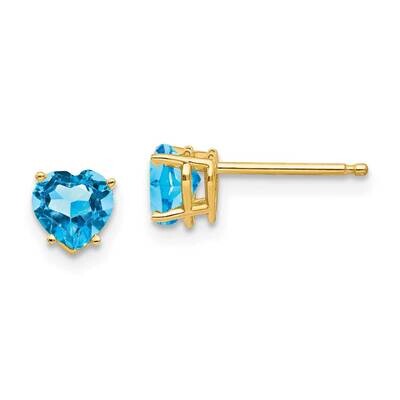5mm Heart Blue Topaz Earrings 14k Gold XE97BT, MPN: XE97BT, 883957341026