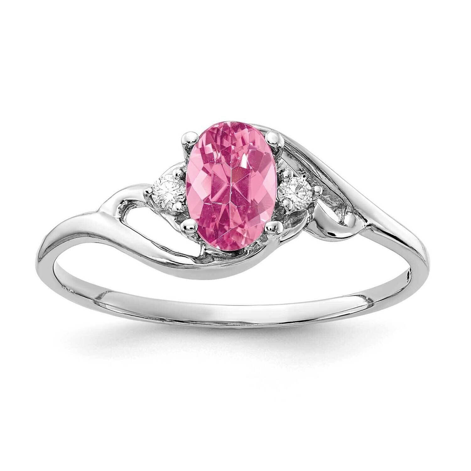 Pink Tourmaline Diamond Ring 14k white Gold 6x4mm Oval Y2149PT/A