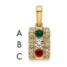 Synthetic Stone &amp; Diamond Set Pendant 14k Gold Family Jewelry XMP44/3SY, MPN: XMP44/3SY, 8839571422…