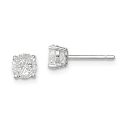 5mm Round Basket Set Diamond Stud Earrings Sterling Silver QE7481, MPN: QE7481, 883957576046
