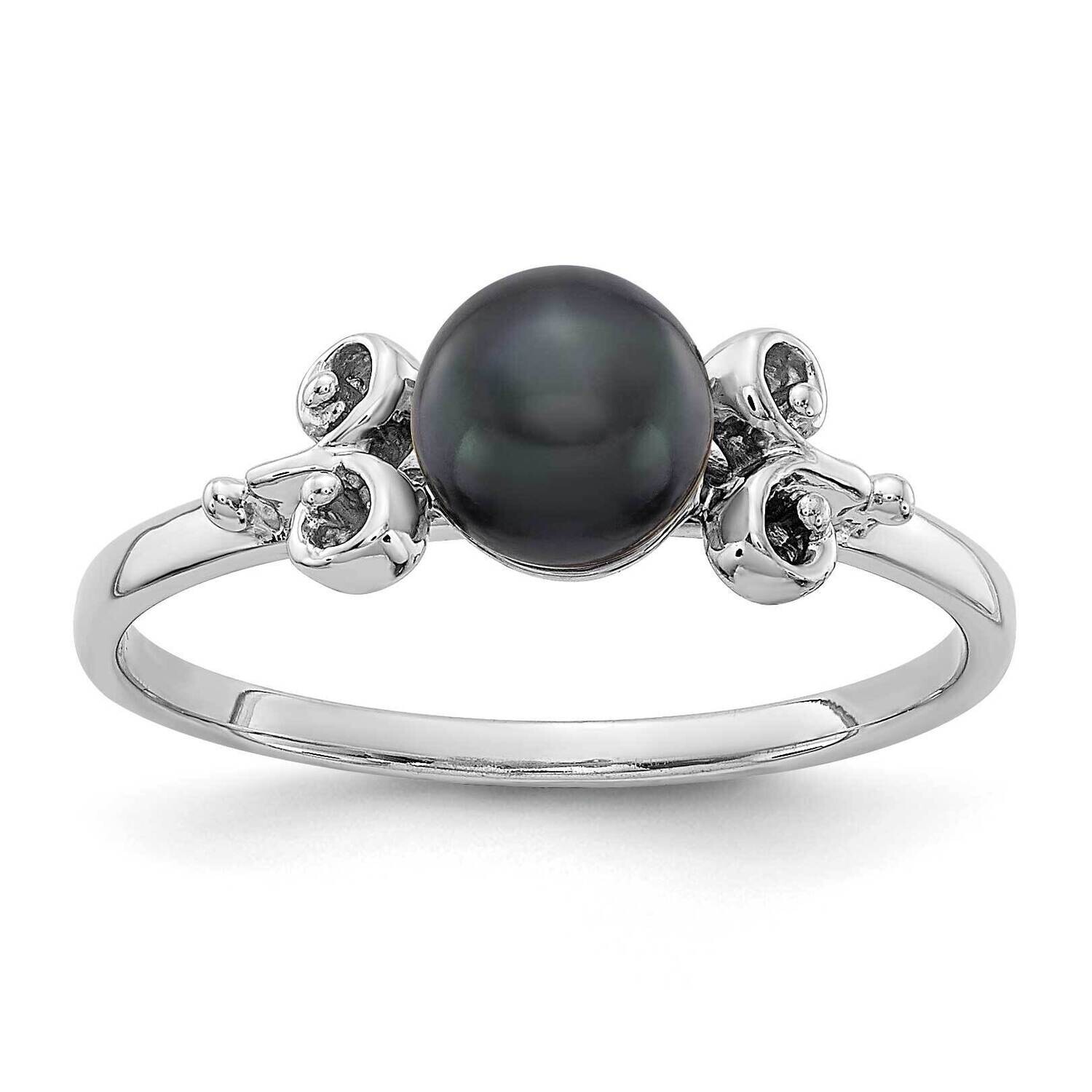 5.5mm Black Fresh Water Cultured Pearl Ring 14k white Gold Y1941BP, MPN: Y1941BP, 883957074177