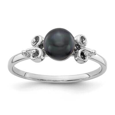 5.5mm Black Fresh Water Cultured Pearl Ring 14k white Gold Y1941BP, MPN: Y1941BP, 883957074177