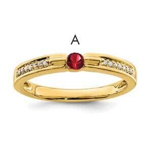 Genuine Stone &amp; Diamond Set Ring 14k Gold Family Jewelry XMR43/1GY