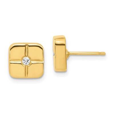 Geometric with CZ Post Earrings 14k Gold Polished YE230