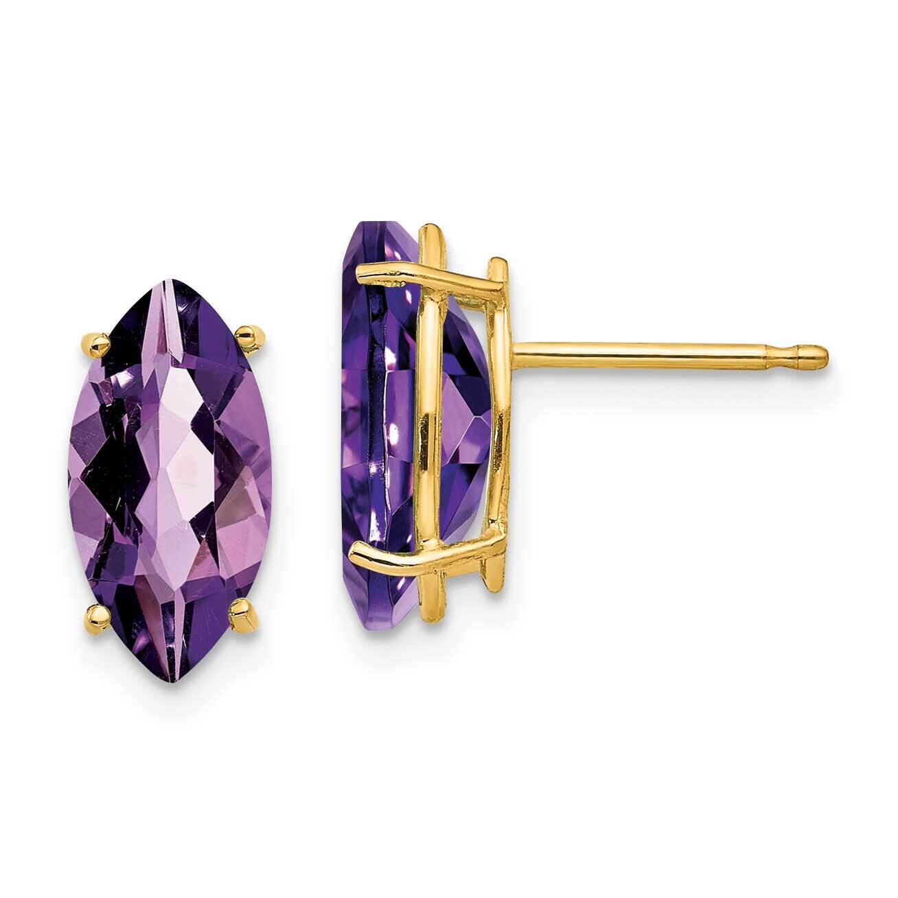 10x5mm Marquise Amethyst earring 14k Gold XE105AM, MPN: XE105AM, 883957090184