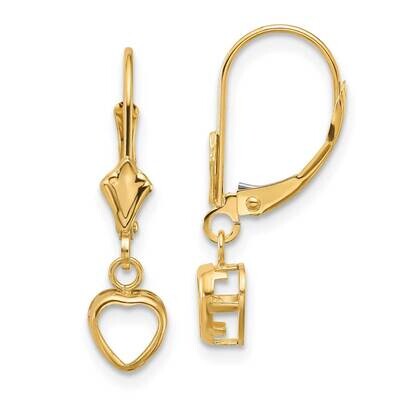 5x5 Heart Leverback Earring Mounting 14k Gold XLB109, MPN: XLB109, 191101835865