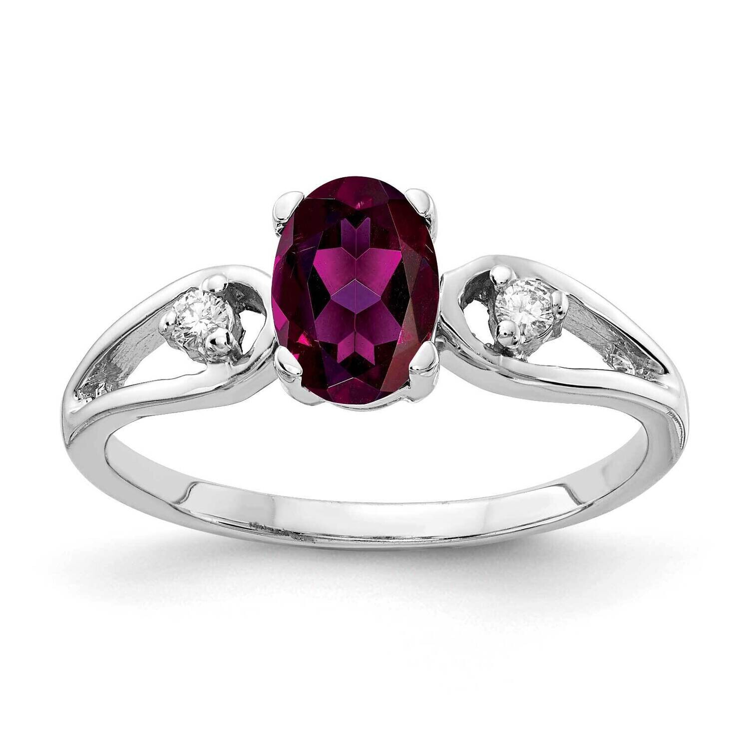 7x5mm Oval Rhodolite Garnet Diamond Ring 14k White Gold Y2190RG_AA, MPN: Y2190RG_AA, 883957555577
