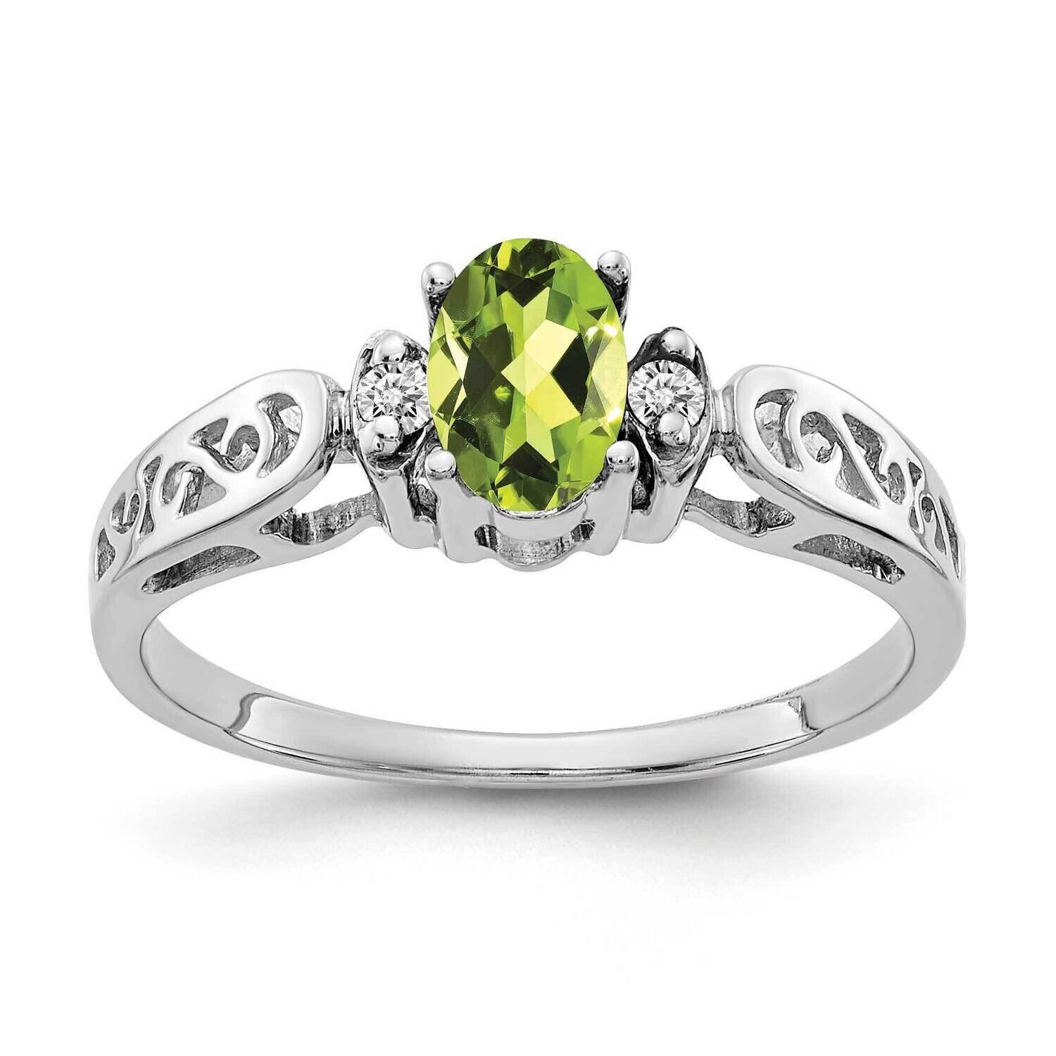 Peridot Diamond Ring 14k white Gold 6x4mm Oval X9735PE/A, MPN: X9735PE/A, 883957645728
