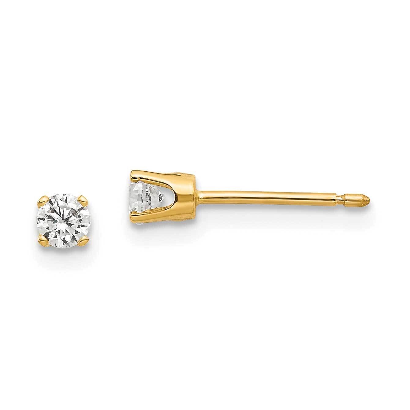 3mm Cubic Zirconia stud earrings 14k Gold XD3CZ Diamond