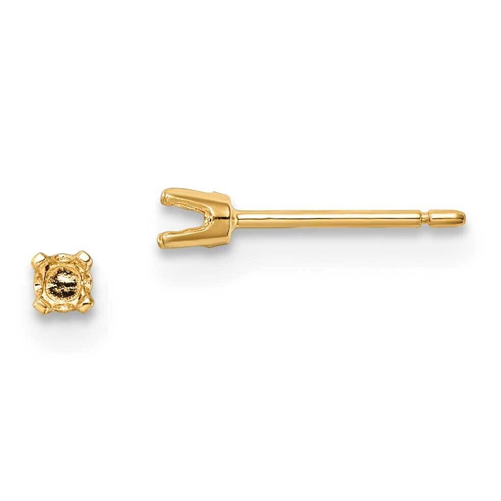 2.25mm Round Stud Earring Mounting with backs 14k Gold XD1