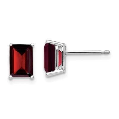 7x5mm Emerald Cut Garnet Earrings 14k White Gold XE66WGA, MPN: XE66WGA, 883957095974