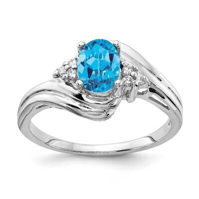 7x5mm Oval Blue Topaz Diamond ring 14k White Gold Y2222BT/AA, MPN: Y2222BT/AA, 883957711225
