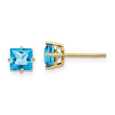 5mm Princess Cut Blue Topaz Earrings 14k Gold XE61BT, MPN: XE61BT, 883957093994