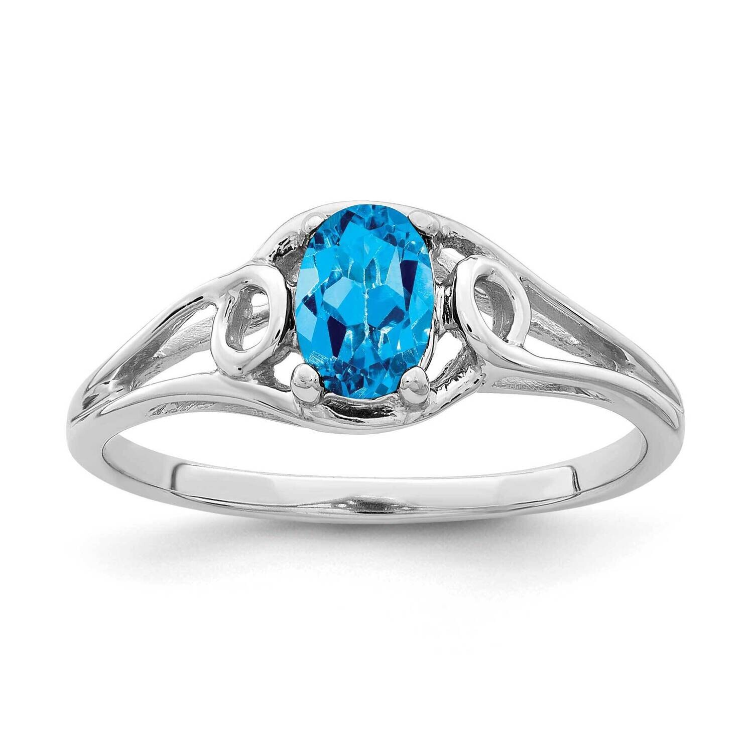 Blue Topaz Ring 14k white Gold 6x4mm Oval Y2206BT, MPN: Y2206BT, 883957551166