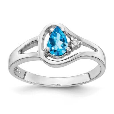 Blue Topaz Diamond Ring 14k white Gold 6x4mm Pear Y2071BT/A, MPN: Y2071BT/A, 883957687834