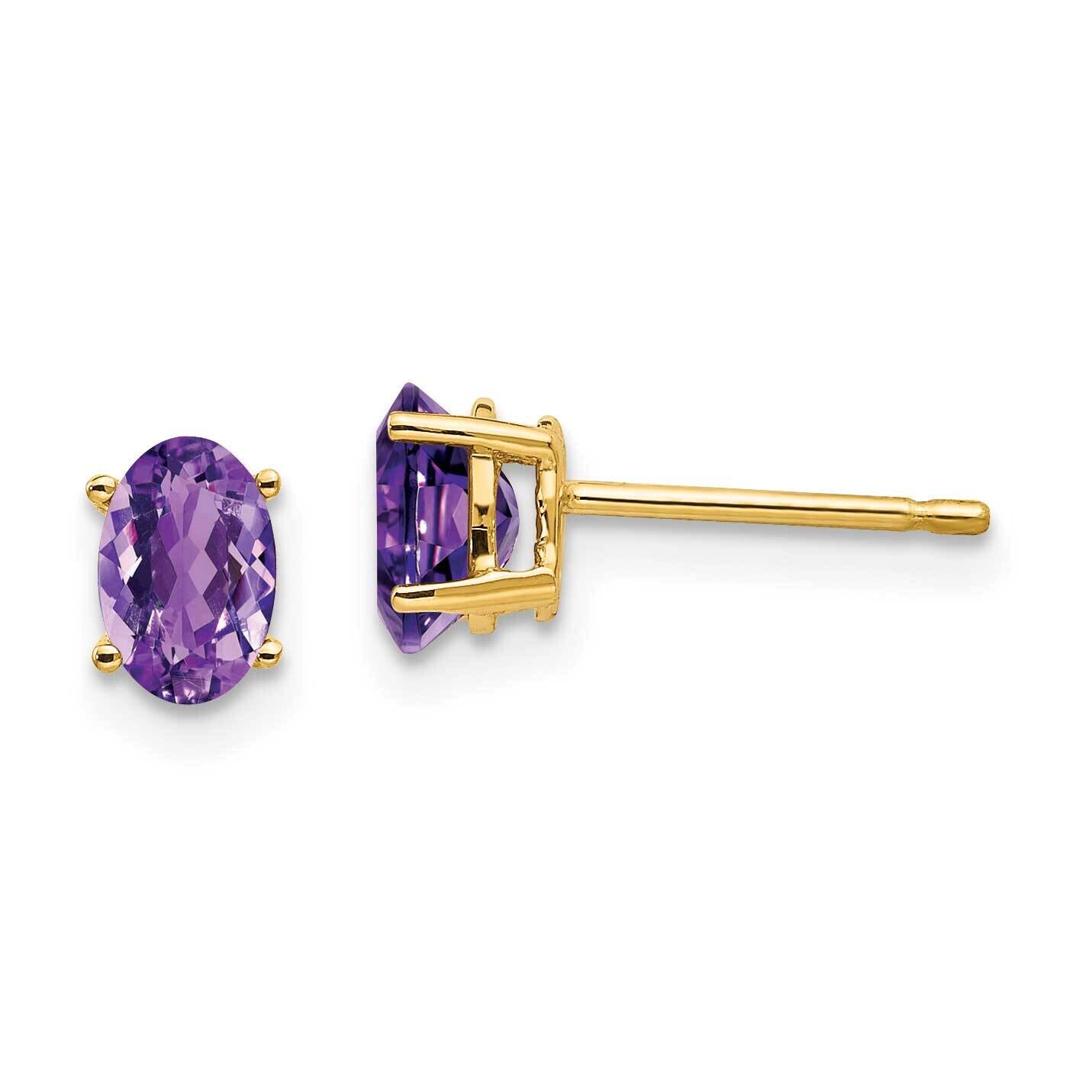 6x4mm Oval Amethyst Earrings 14k Gold XE86AM, MPN: XE86AM, 883957339894
