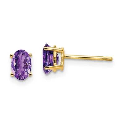 6x4mm Oval Amethyst Earrings 14k Gold XE86AM, MPN: XE86AM, 883957339894
